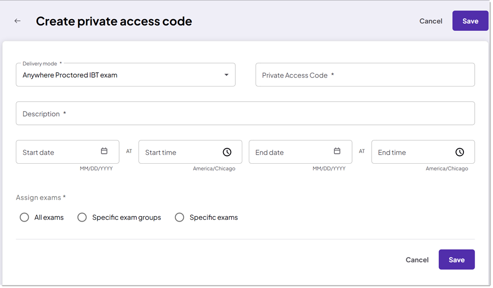 Personal Access Code Example Letter Create private access codes